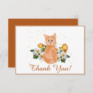 Adorable Naranja Cat Gracias Tarjeta