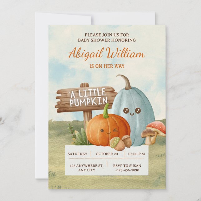 Adorable Nuestra Pequeña Invitación De Baby Shower (Anverso)