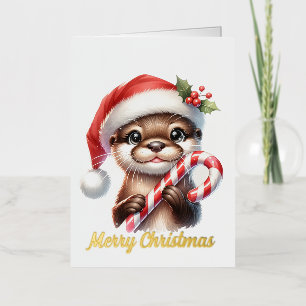 Adorable nutria de Navidad con sombrero de Santa y