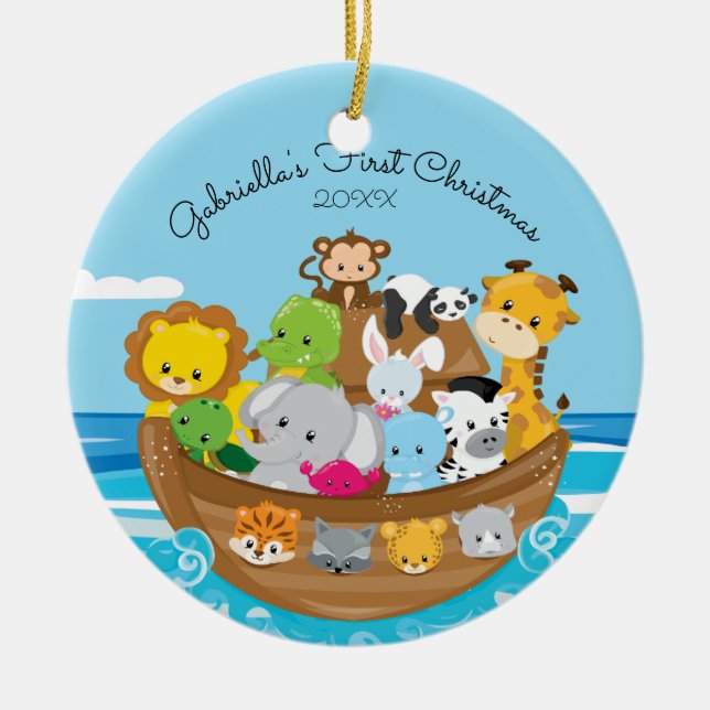 Adorable ornamento de Navidad del arca de Noé para (Frente)