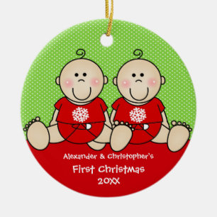 Adorable Ornamento de Navidad para Gemelos Niño en