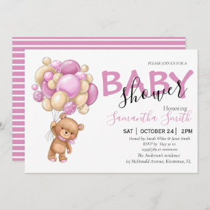 adorable oso de peluche Baby Shower Invitaciones
