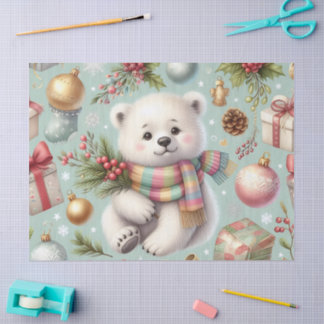 Adorable Papel De Tejido De Oso De Invierno