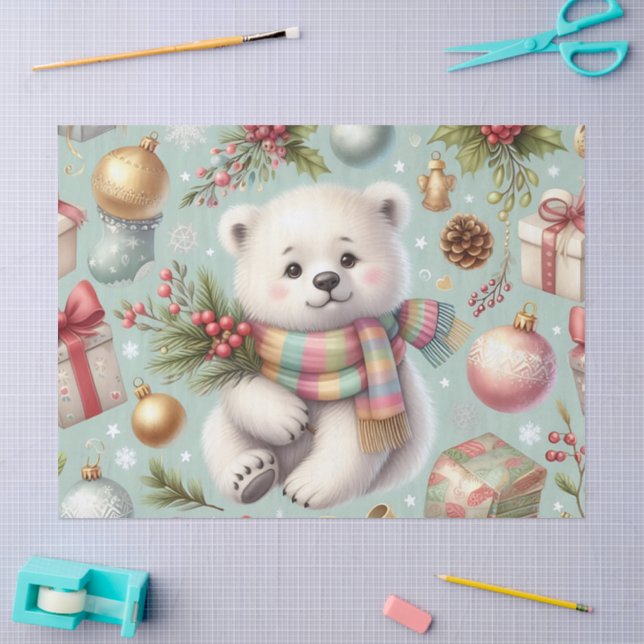 Adorable Papel De Tejido De Oso De Invierno (Artesanía)
