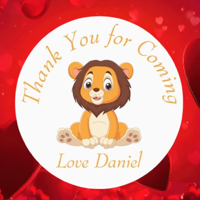 adorable pegatina de agradecimiento de cumpleaños  (adorable golden lion birthday thank you sticker)