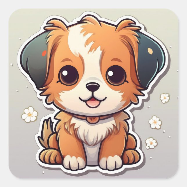 Adorable Pegatina de cachorros de Kawaii (Anverso)