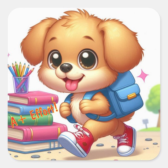 Adorable Pegatina Personalizado de Cachorros (Anverso)