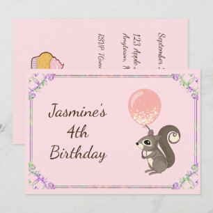 Adorable Personalizado Squirrel Invitación de cump