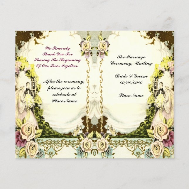 adorable programa de bodas vintage (Anverso)