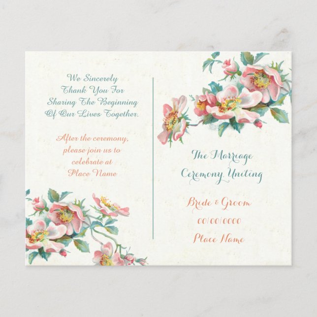 adorable programa de bodas vintage (Anverso)