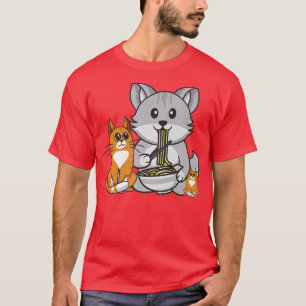 Adorable Ramen Amantes Camisetas Tres Gatitos Gráf