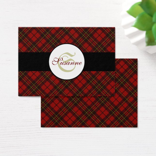 Adorable Red Christmas tartan Monogram (Escritorio)