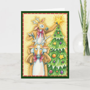 Adorable Reno de Navidad con estrella de árbol de