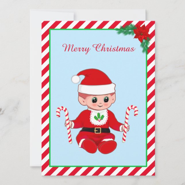 Adorable Santa bebé de Navidad Elfo y bastones de  (Anverso)