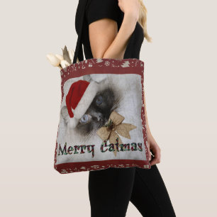 Adorable Santa Kitty en toda la bolsa de compras d