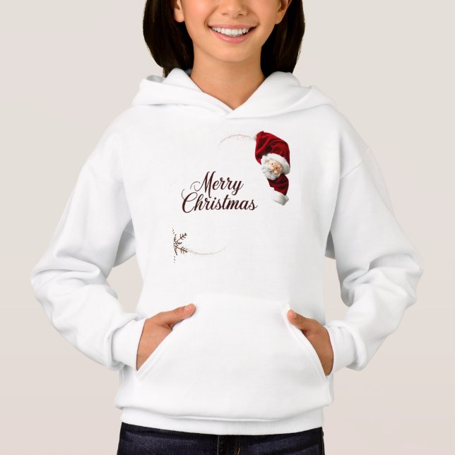 Adorable Santa Merry Chica navideño Pullover Hoodi (Anverso)