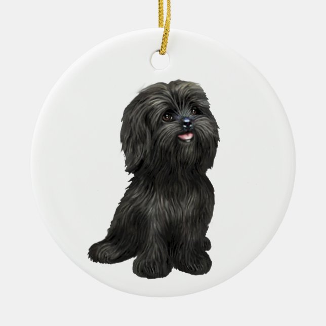 Adorable Shih Tzu negro - Sólo el ornamento de per (Frente)