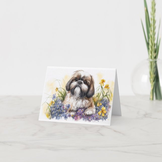 Adorable Shih Tzu Puppy Blank Tarjeta de Saludo (Anverso)