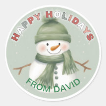 Adorable Snowman Gift Tag Pegatina