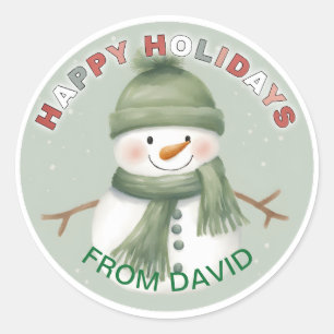 Adorable Snowman Gift Tag Pegatina