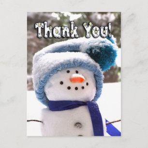 Adorable Snowman hecho a mano gracias postal