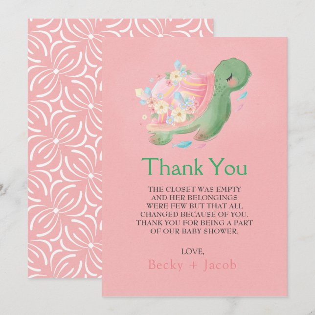Adorable Tarjeta Baby Shower de agradecimiento a l (Anverso / Reverso)