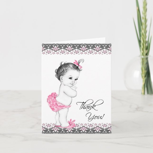 Adorable tarjeta Baby Shower de agradecimiento ros (Anverso)