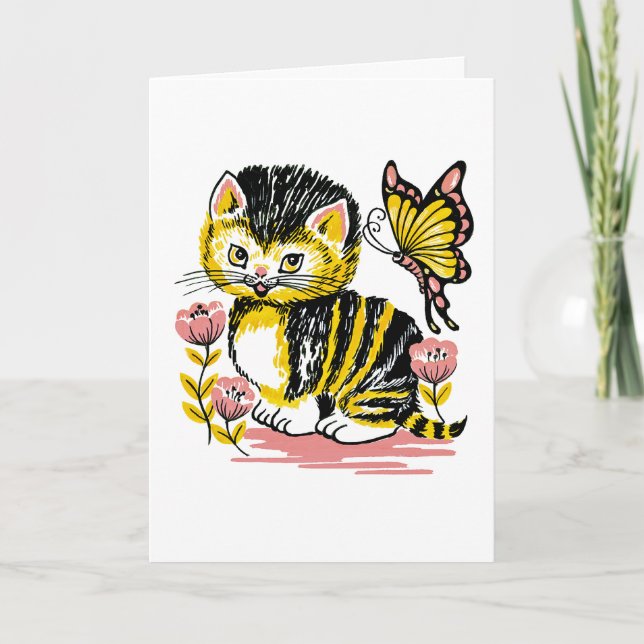 Adorable tarjeta de cumpleaños para niños gatitos  (Anverso)
