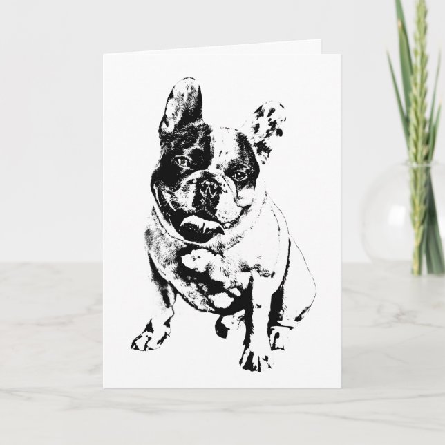 Adorable tarjeta de felicitación de Bulldog blanco (Anverso)
