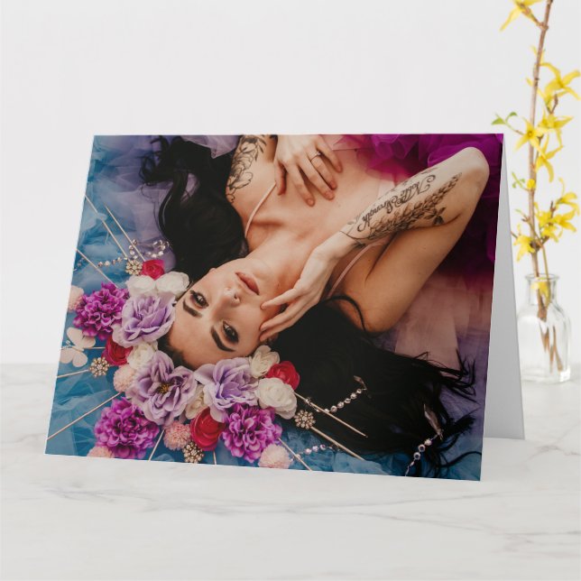 adorable tarjeta de felicitación de diosa para muj (flor amarilla)