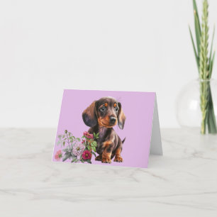 Adorable tarjeta de saludo Dachshund Puppy Blank