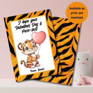 Adorable tarjeta de San Valentín de tigres