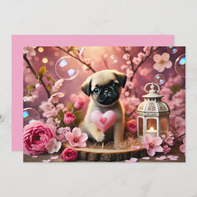 Adorable tarjeta de San Valentín - Tarjeta plana d (Anverso / Reverso)