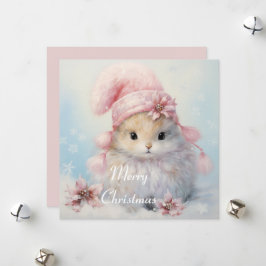 Adorable tarjeta Fluffy Bunny Navidades