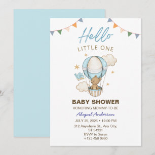 Adorable Teddy Bear Boy Invitación de Baby Shower 