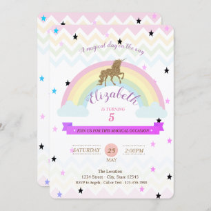 Adorable Unicornio, invitación de cumpleaños a las