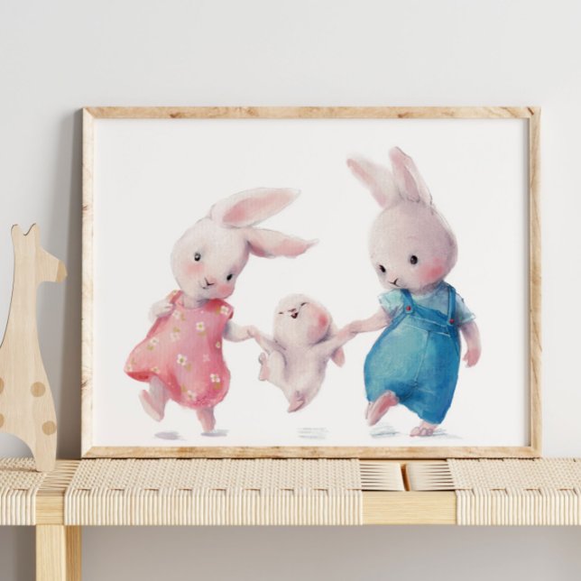Adorable Watercolor Bunny Family | Impresión de pa (Subido por el creador)