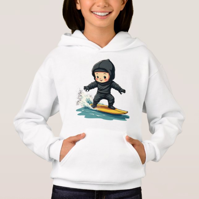 adorable y lindo chico con traje ninja completo (Anverso)