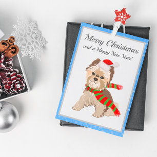 Adorable Yorkie de Navidad con Gorro de Santa Feli