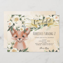 adorable zorro floral onemaravilloso 1ª invitación