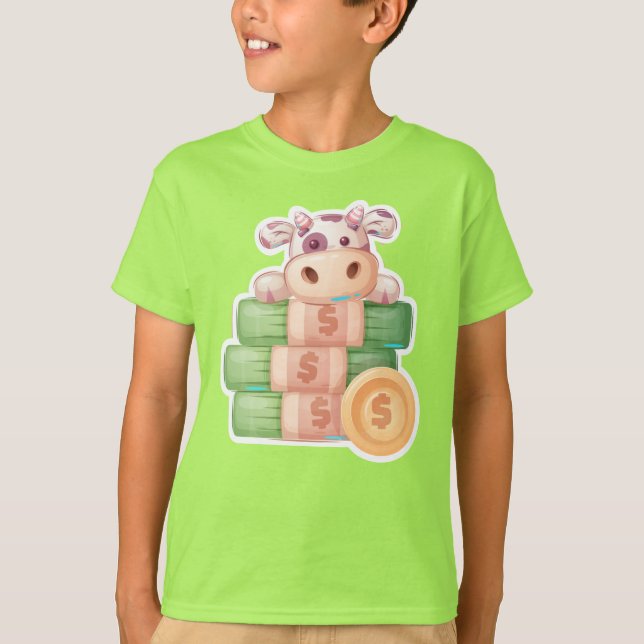 Adorables Cutan Vaca Con Dinero Para Camisetas Inf (Anverso)