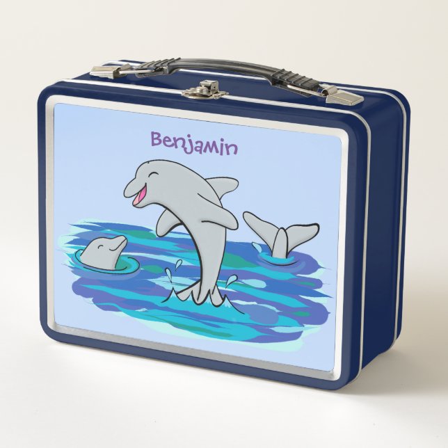 Adorables delfines felices ilustracion personaliza (Anverso)