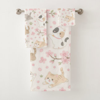 Adorables Gatitos Chibi y Flores de Cerezo