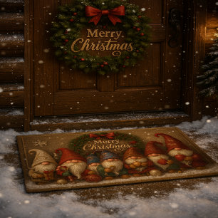 Adorables gnomos de Navidad Alfombra de bienvenida