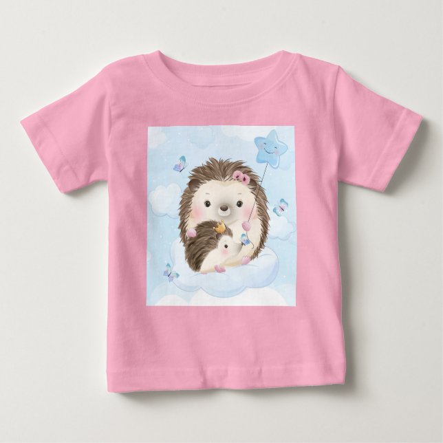 Adorables Hedgehog Madre Y Camiseta Infantil (Anverso)