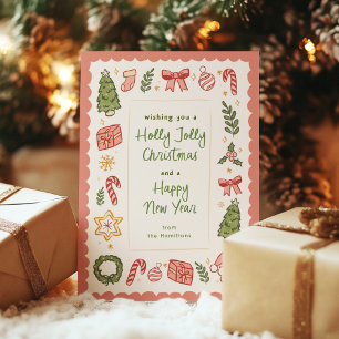 Adorables iconos de Navidad caprichosos dibujados 