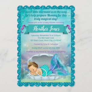 Adorables invitaciones de ducha de bebé con sirena