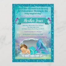 Adorables invitaciones de ducha de bebé con sirena