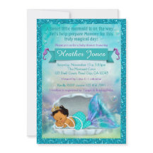 Adorables invitaciones de ducha de sirena #136 MED