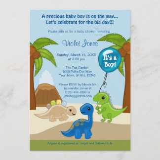 Adorables invitaciones para bebés de dinosaurios
